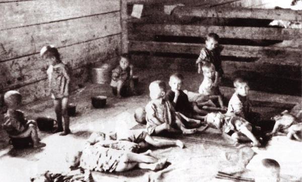 Стара Градишка, логор из система Јасеновац, хрватски логор за српску децу најмлађег узраста, јул 1942. Фото: Архива