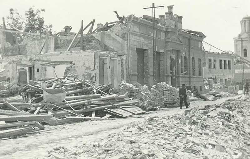 Смедерево, последице експлозије 5. јуна 1941, центар града Фото: Wikimedia Commons