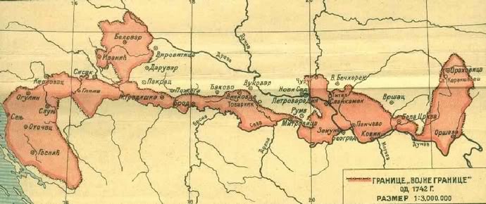 Војна крајина, границе из 1742. Мапа: czipm.org