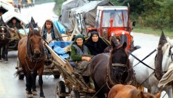 Српски збег пред хрватским прогоном у оп. Олуја на Приједорској цести, август 1995. Фото: Вечерње новости, Д. Миловановић