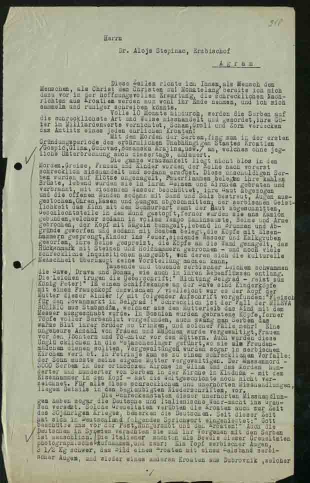 Писмо Степинцу, атрибуција Првислав Грисогоно (Сплит, 1879 - Париз, 1969) Фото: Архив Војводине, Вечерње новости