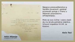 Дозвола за кретање Владике Серафима Фото: Kosovo Online, Архив Албаније