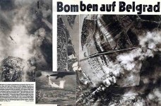 Немачка фотографија Луфтвафе бомбардовања Београда „операција Казна“, 6. априла 1941, објављена у пропагандном магазину Der Adler, No. 9, Apr. 29. 1941. Фото: Википедија