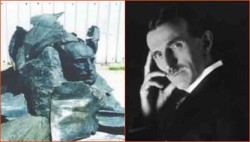 Остаци споменика Николи Тесли, 1992. године; Никола Тесла Фото: Вечерње новости