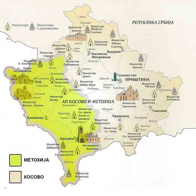 Мапа Метохије и Косова Фото: Интернет
