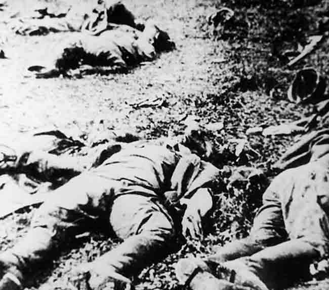 Војници Вермахта погинули у окршају са ЈкВ на путу Крагујевац - Горњи Милановац, 14. и 15. октобра 1941. Фото: Погледи