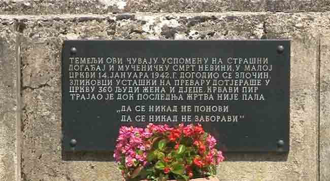 Драксенић: Спомен табла на „крваву литургију“ 14. јануара 1942. Фото: РТ Балкан, Potkozarje.net