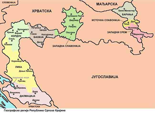 Мапа региона Републике Српске Крајине Фото: Wikimedia Commons, WikiEditor2004 Мапа региона Републике Српске Крајине Фото: Wikimedia Commons, WikiEditor2004