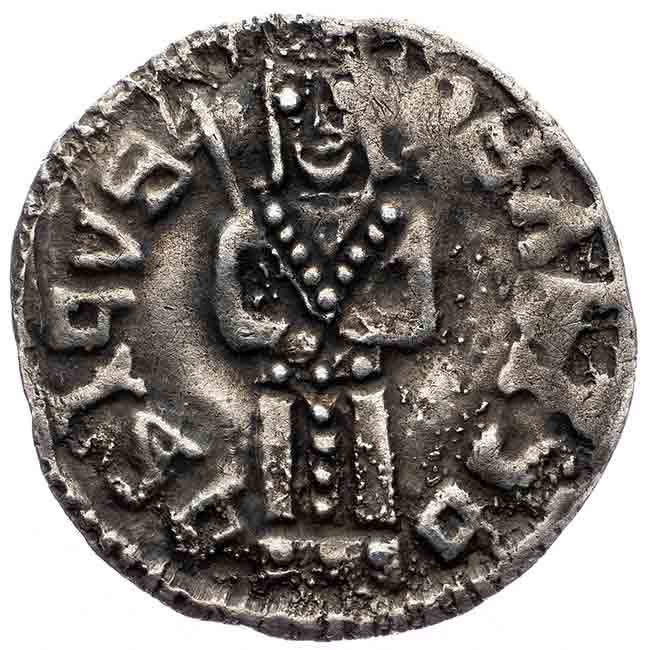 Новчић Вука Бранковића (око 1345-1397), аверс: Dinar, 0,829 g, Ag, Jov 33 27, Lj XII-25|Obv.: aBΛbKb BΛbKb, Translation: VUK VUK Фото: One.bid, Pešek