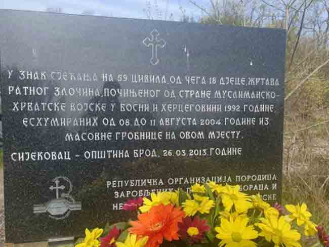 Сијековац: Спомен на злочин над српским цивилима 26. марта 1992. године  Фото: Глас Српске, СРНА