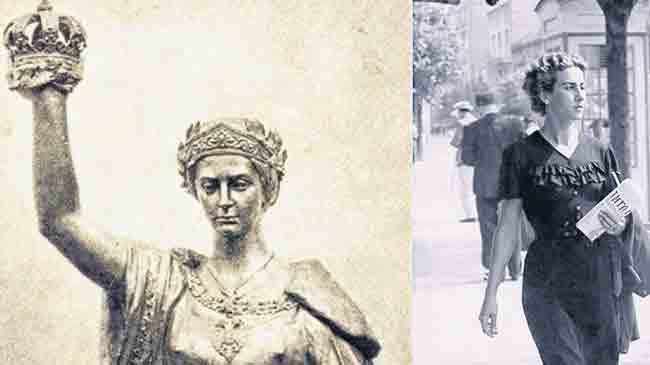 Оригинална скулптура Ђорђа Јовановића <i>Велика Србија</i> на згради Владе Србије и вероватан модел Загорка Цвјетичанин Фото: Документација Политике Оригинална скулптура Ђорђа Јовановића <i>Велика Србија</i> на згради Владе Србије и вероватан модел Загорка Цвјетичанин Фото: Документација Политике
