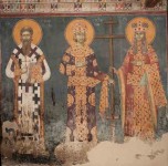 Равноапостолни светитељи Сава, Константин и Јелена на фресци у Грачаници Фото: Борис Субашић, В. новости