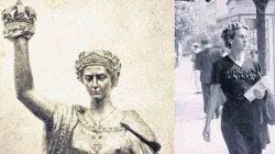 Оригинална скулптура Ђорђа Јовановића Велика Србија на згради Владе Србије и вероватан модел Загорка Цвјетичанин Фото: Документација Политике